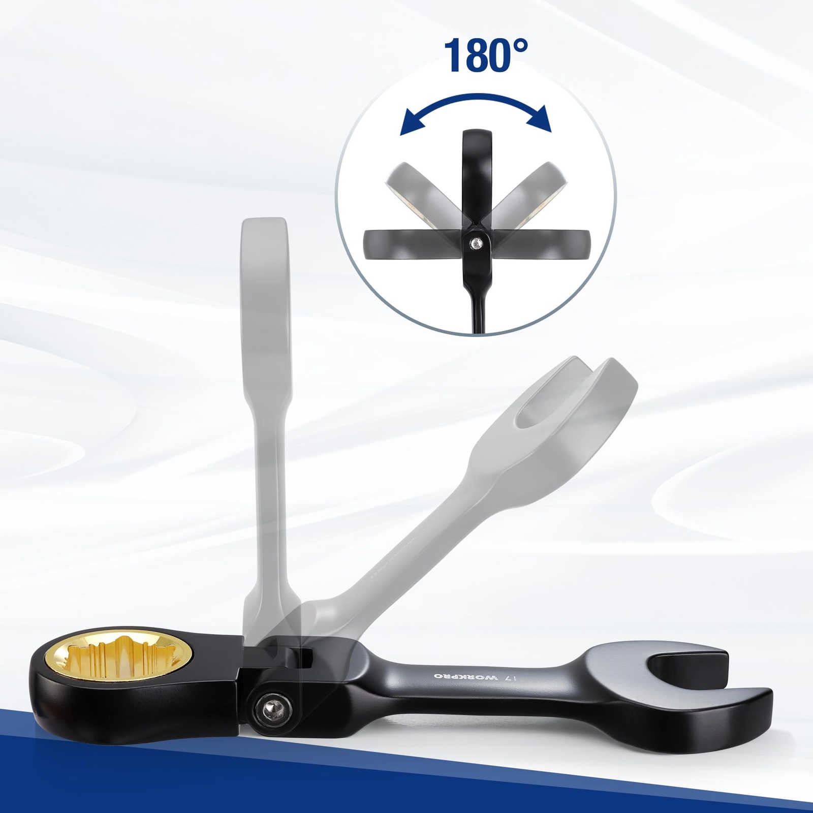 WORKPRO 8-Piece Stubby Anti-slip Ratcheting Combination Wrench Set 8-17mm Metric