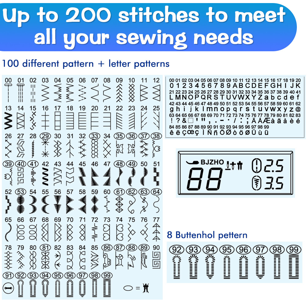 Electronic Sewing Machine Computerized Embroidery Sewing Machine White