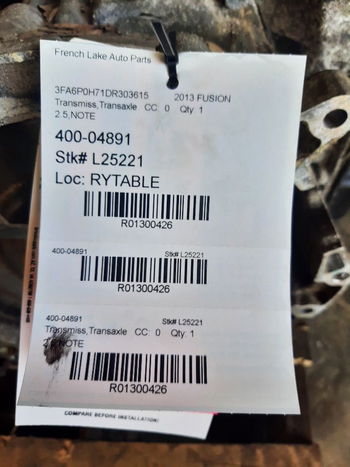 Automatic Transmission 2.5L Fits 13-15 FUSION 1300426