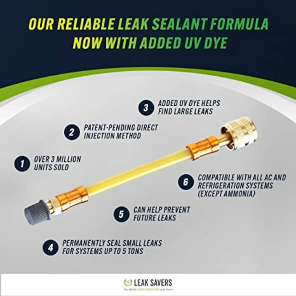 Leak Saver Direct Inject UV - 6 Pack - HVAC & Automotive Refrigerant Leak Sealer