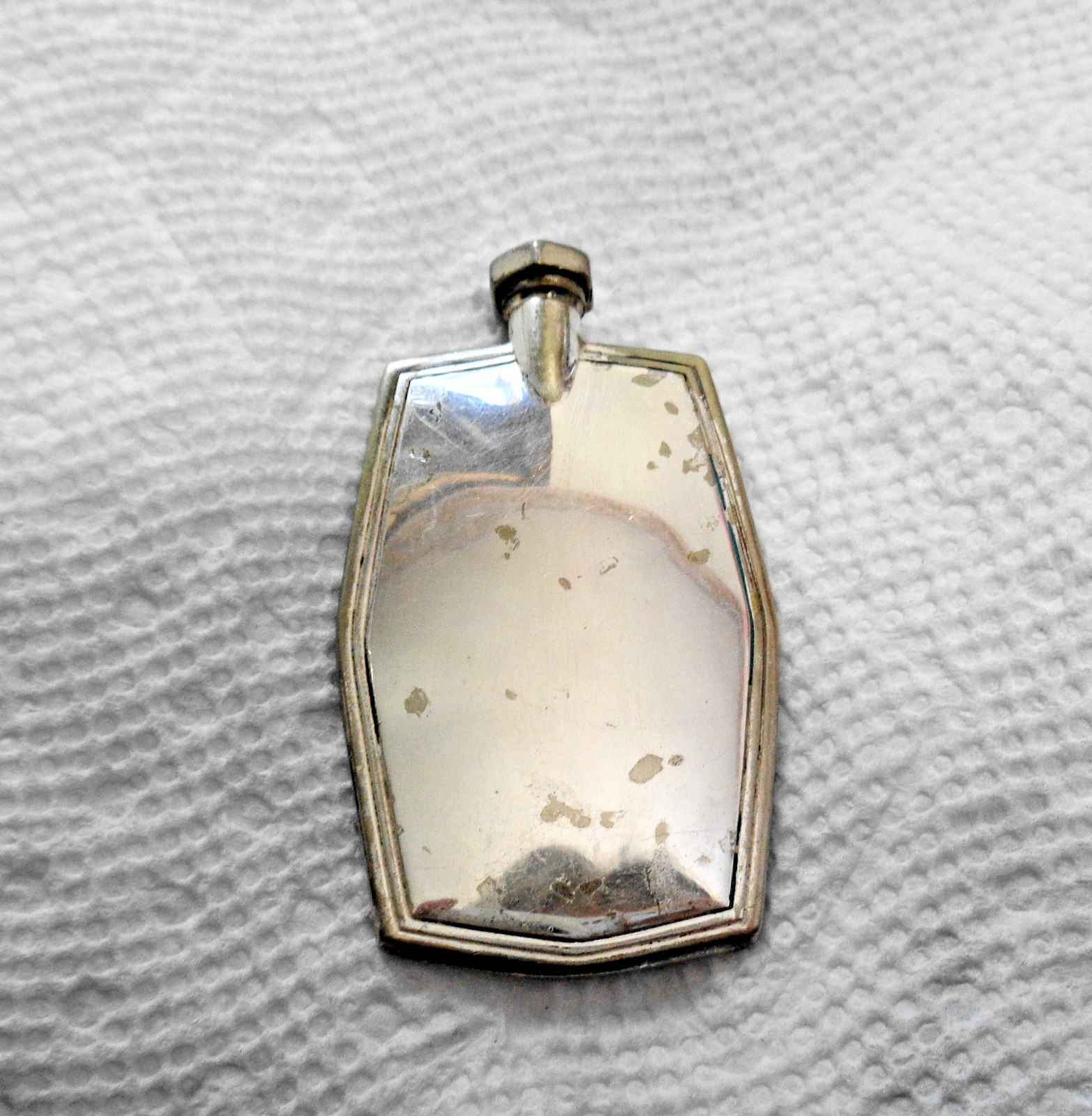 Large Antique Silver Plated Art Deco Perfume Pocket Flask w/dipper Early 1900s