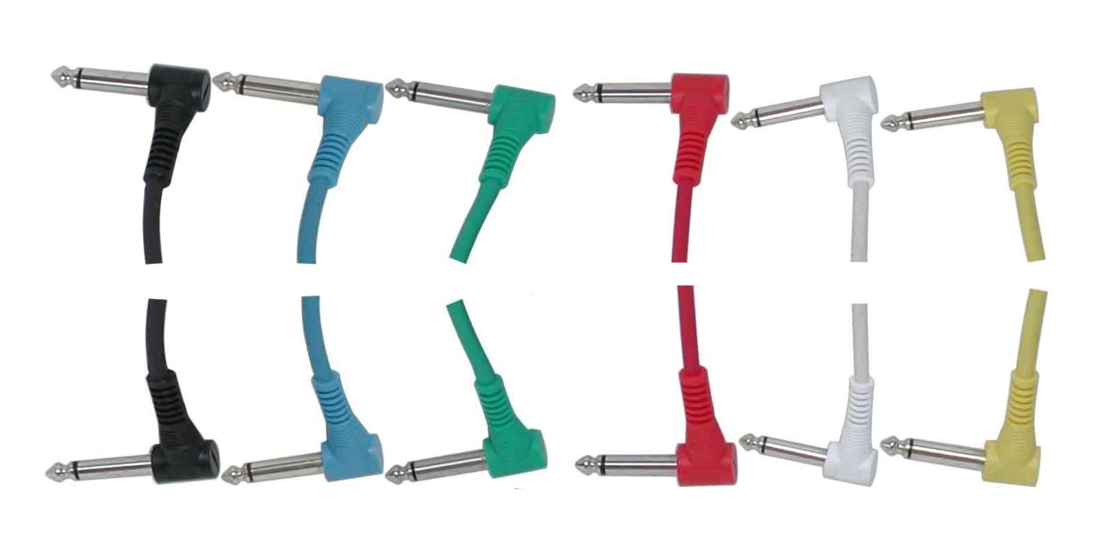 6-Pack Multi Colored 1/4" 90° Elbow TS 1-4 Ft Patch Cables for Guitar Pedals NW