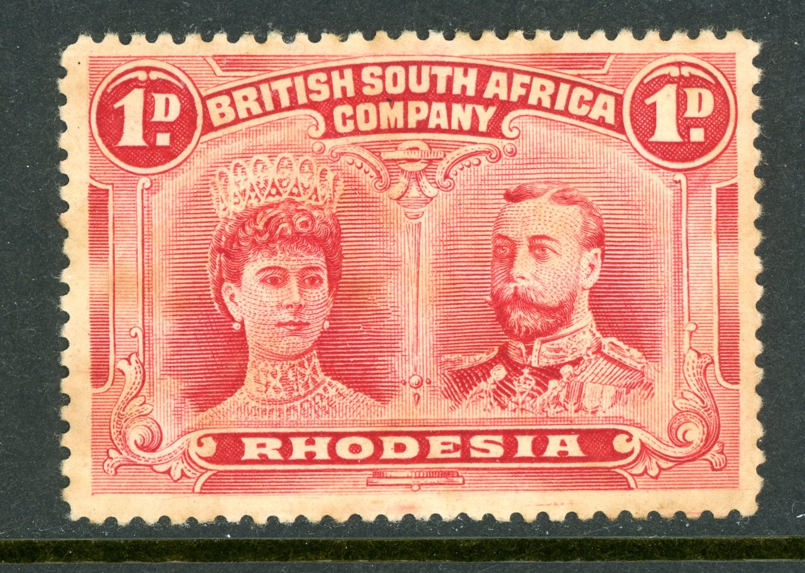 Rhodesia 1910 British KEVII 1p Bright Carmine Double Head SG #123 Mint R950