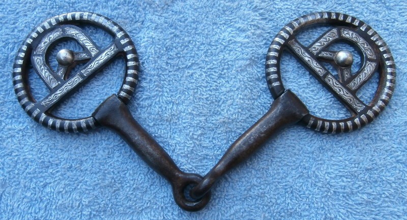 Vintage Sweet Iron Inlaid Sterling Silver Stripe Rings Horse Colt Training Bit