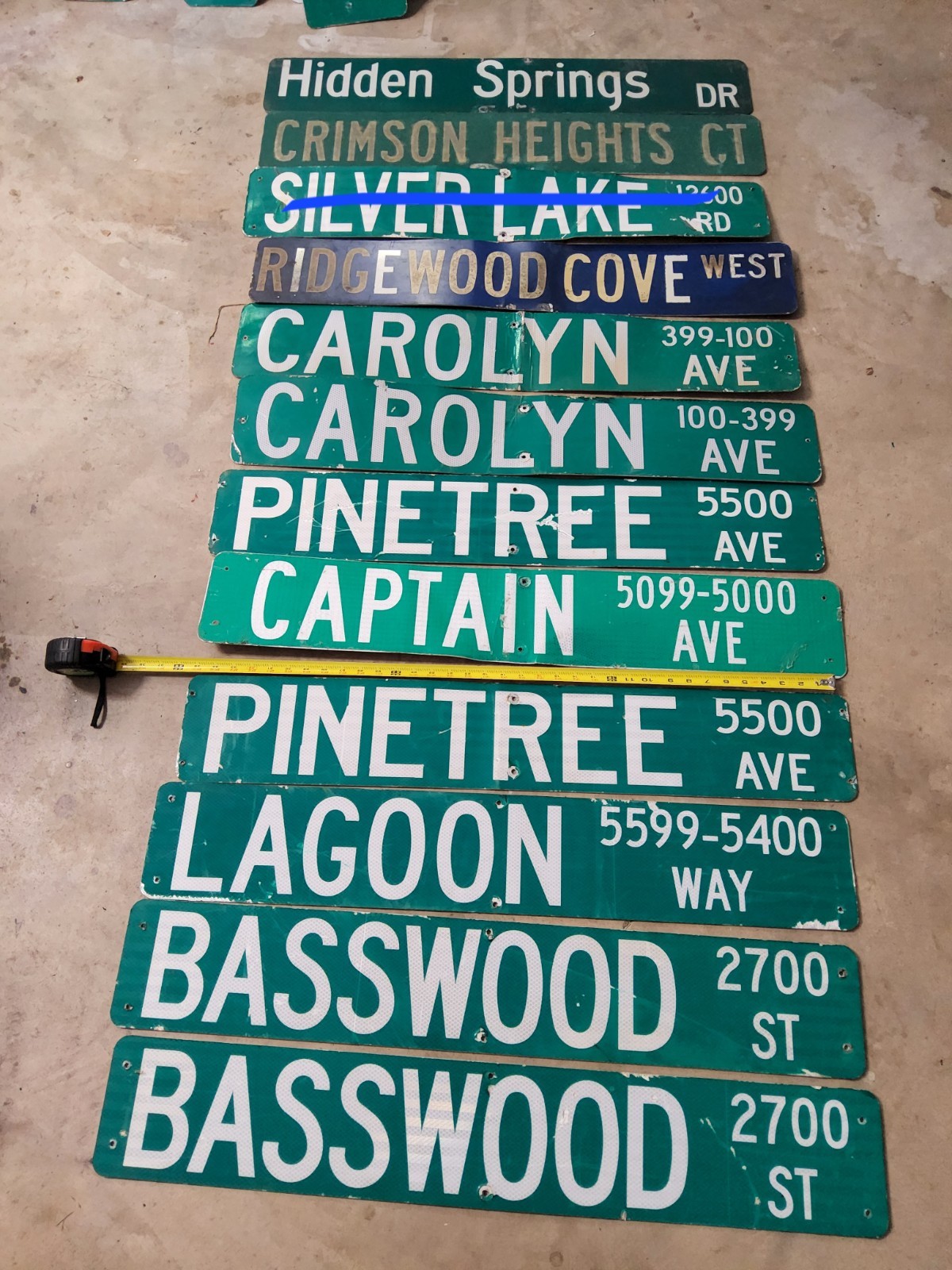 Street name signs pICK ONE. Approximately 36 inch in length