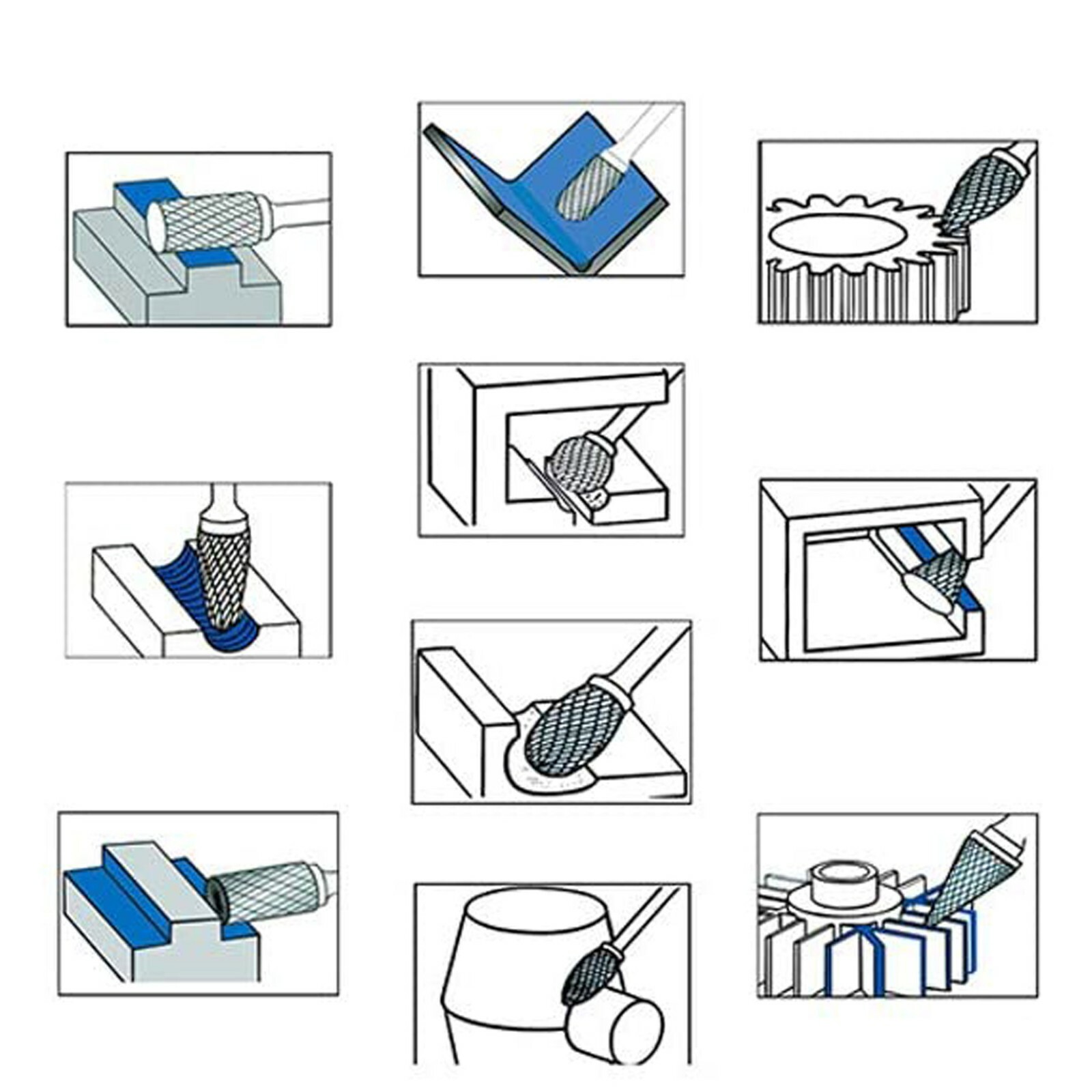 10Pcs Diamond Burr Bits Drill Set Rotary Multi Tool Accessories Kit For Dremel
