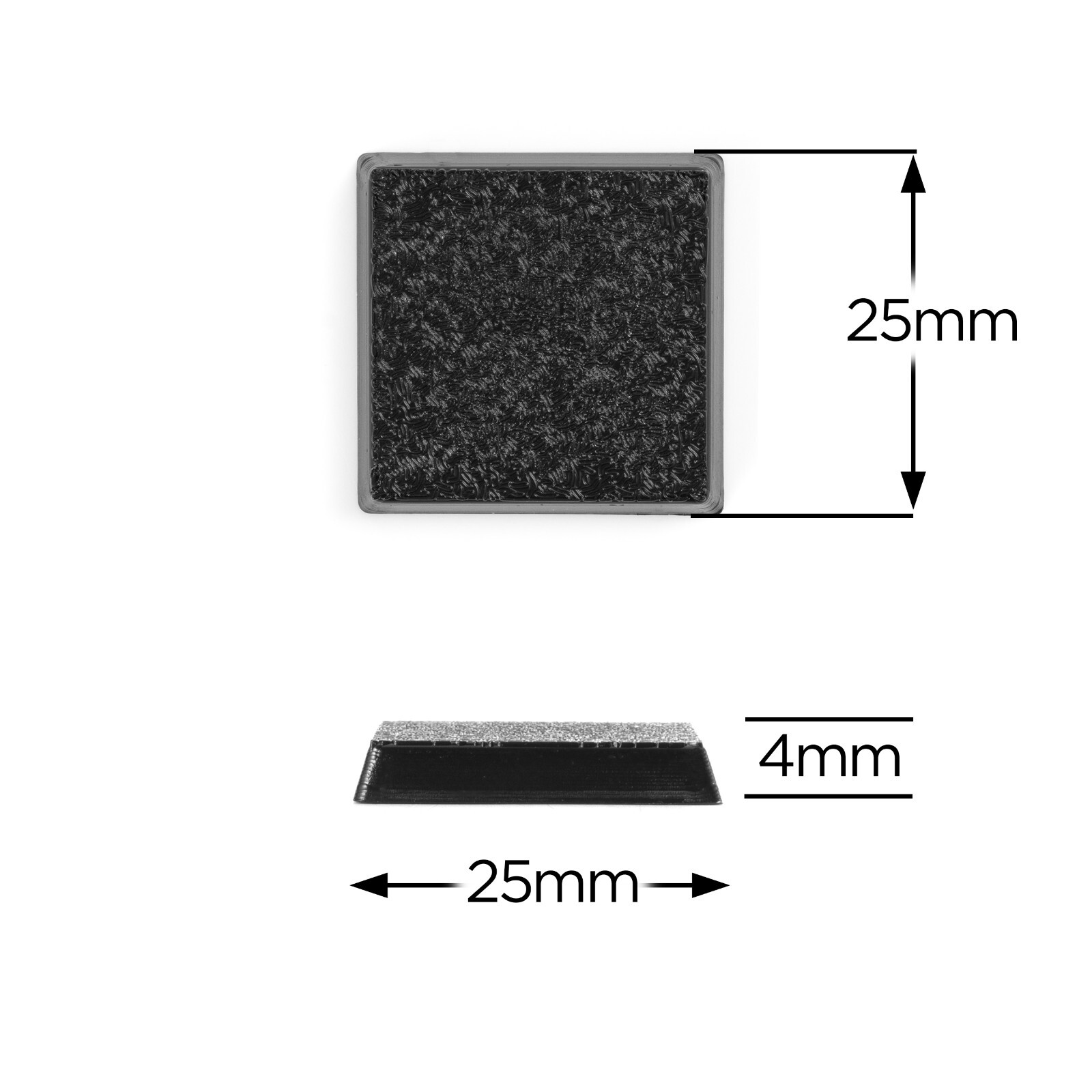 Pack of 100, 25 mm Plastic Square Bases Miniature Wargames Table gaming TEXTURED
