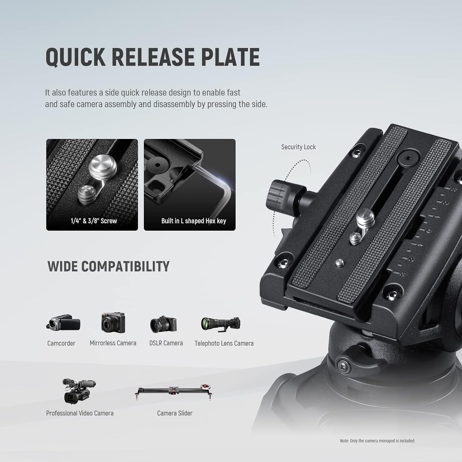 Neewer Professional Camera Monopod with Feet, 179cm Telescopic Portable Aluminum