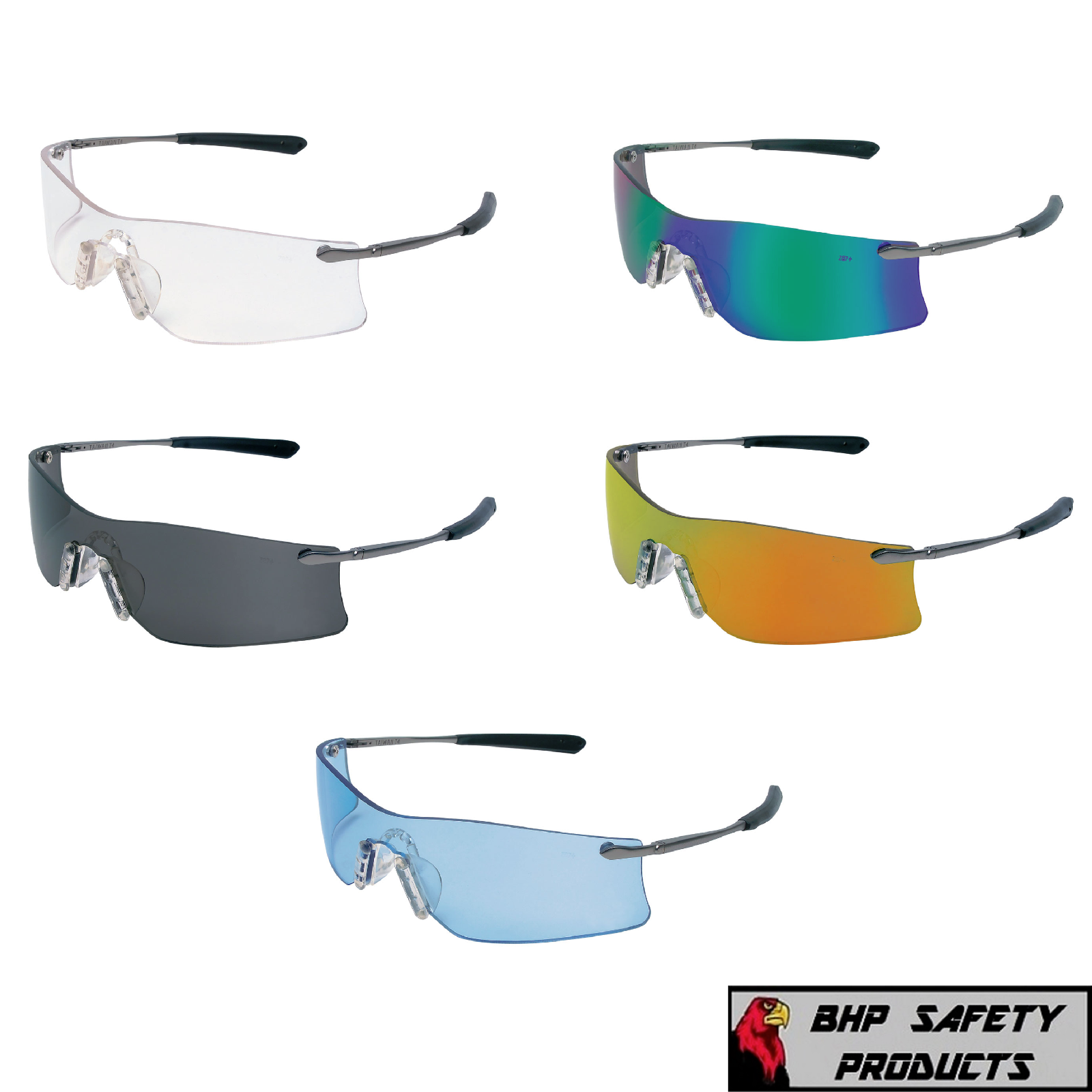 MCR CREWS RUBICON SAFETY GLASSES SUNGLASSES METAL FRAME RUBBER NOSEPIECE 1 PAIR