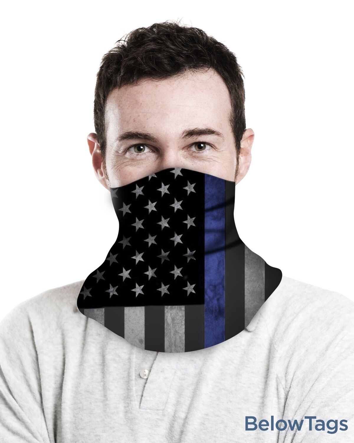 New 3-Packs Police Thin Blue Line Neck Gaiter USA Patriotic Face Mask Balaclava