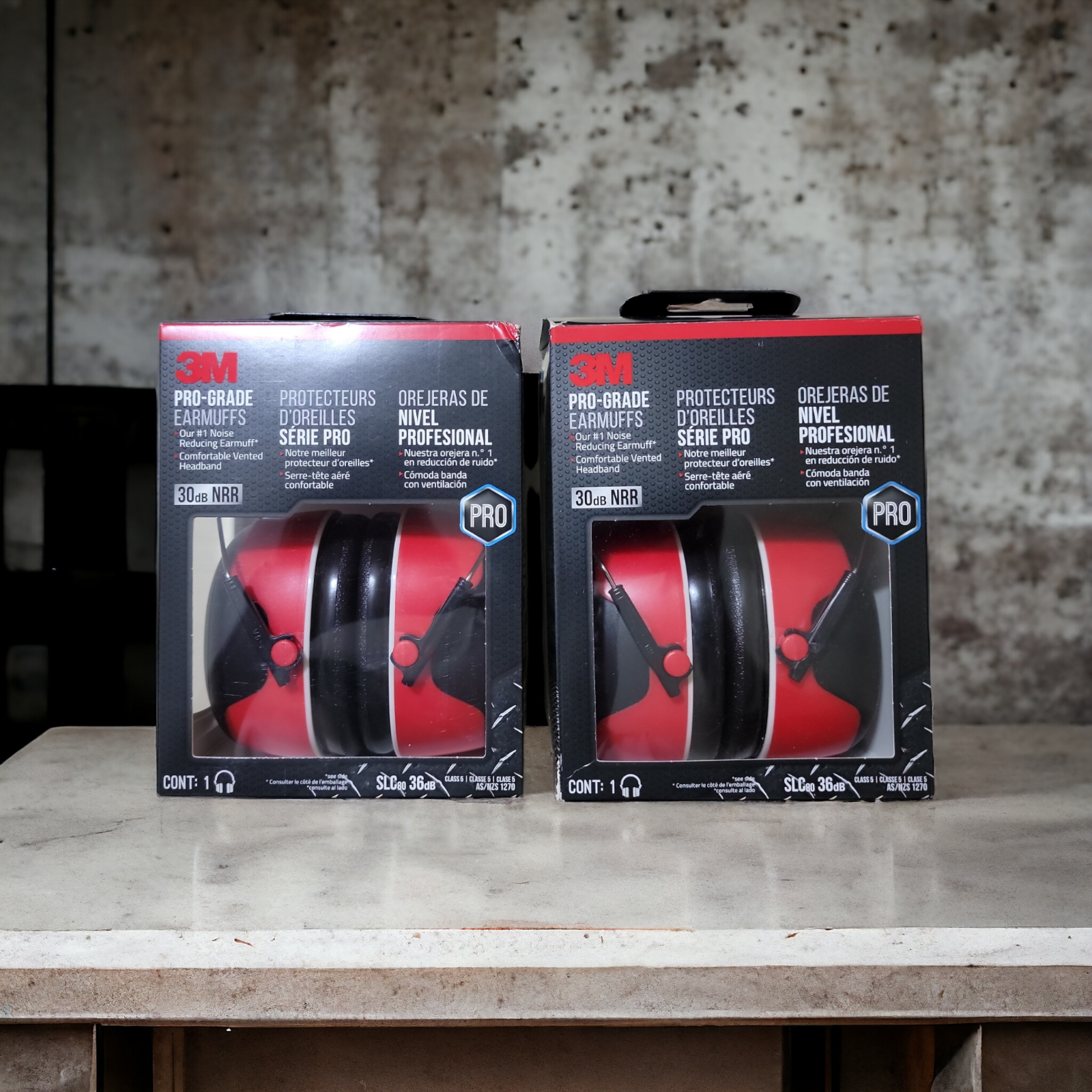 3M Pro-Grade Black/Red NRR 30dB Lightweight & Adjustable Noise-Reducing Earmuffs