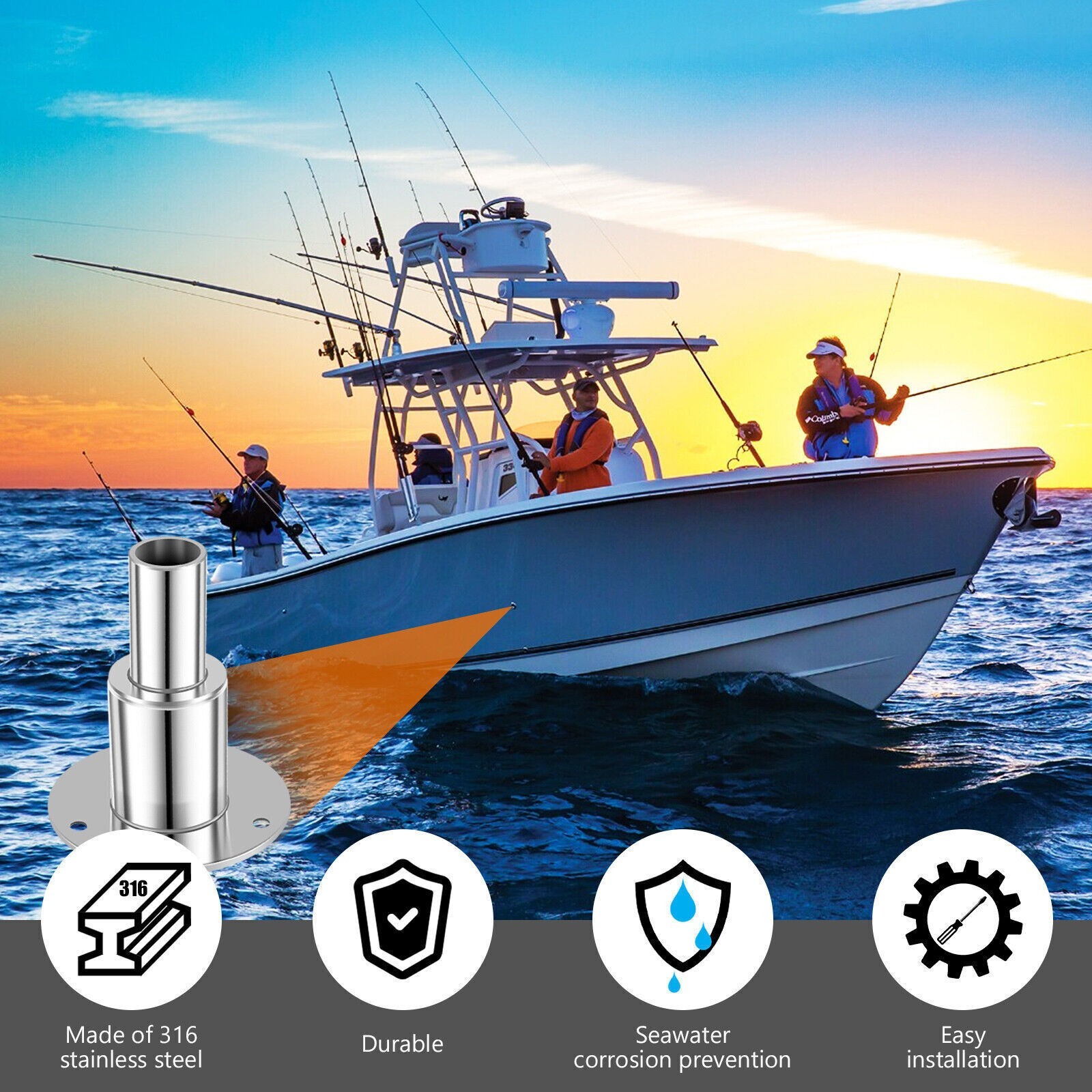 Marine Diesel Heater 24mm Thru Hull Exhaust Skin 316 Stainless Boat