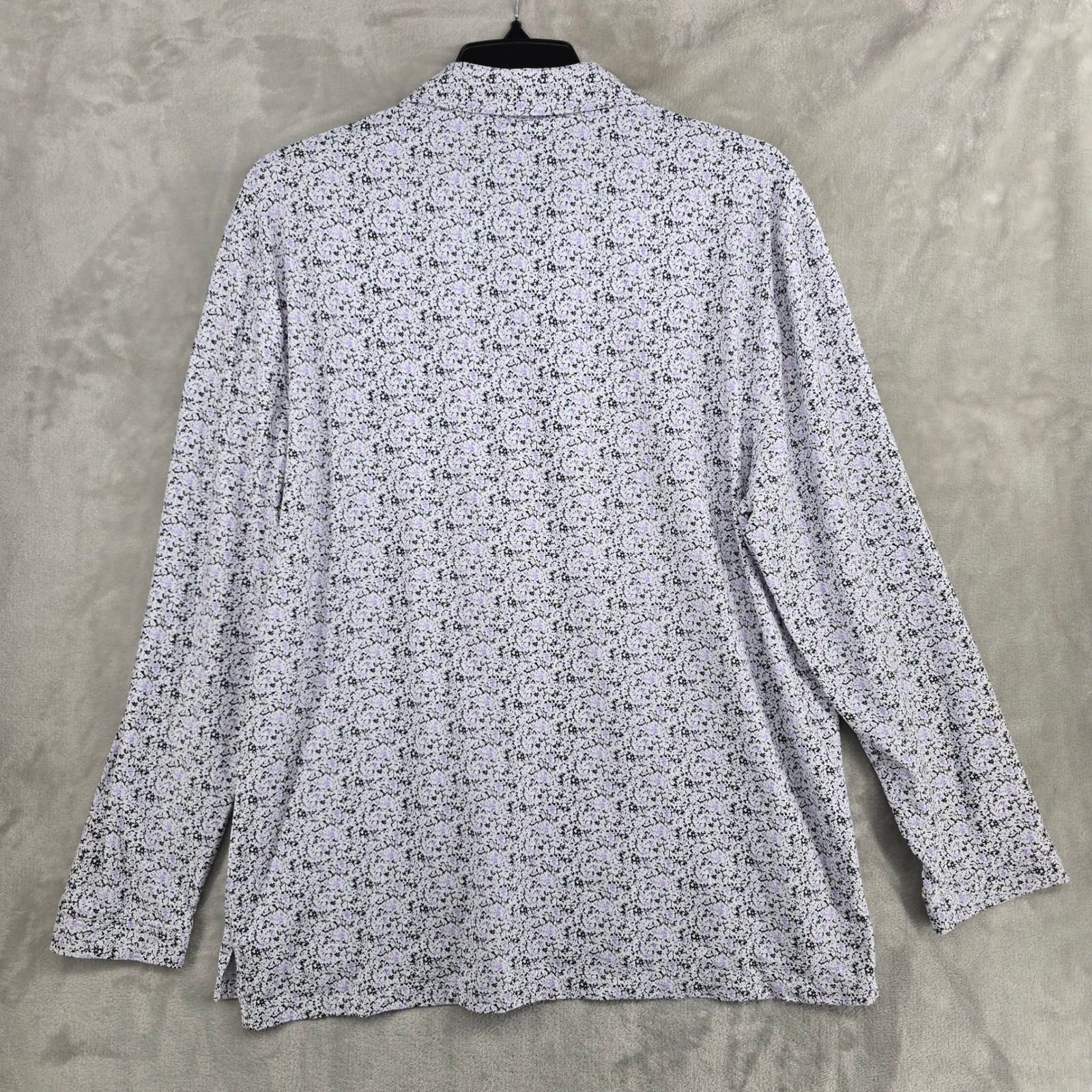 IBKUL Mens XL Long Sleeve Floral Print Golf Polo Shirt UPF 50+ Quick Dry