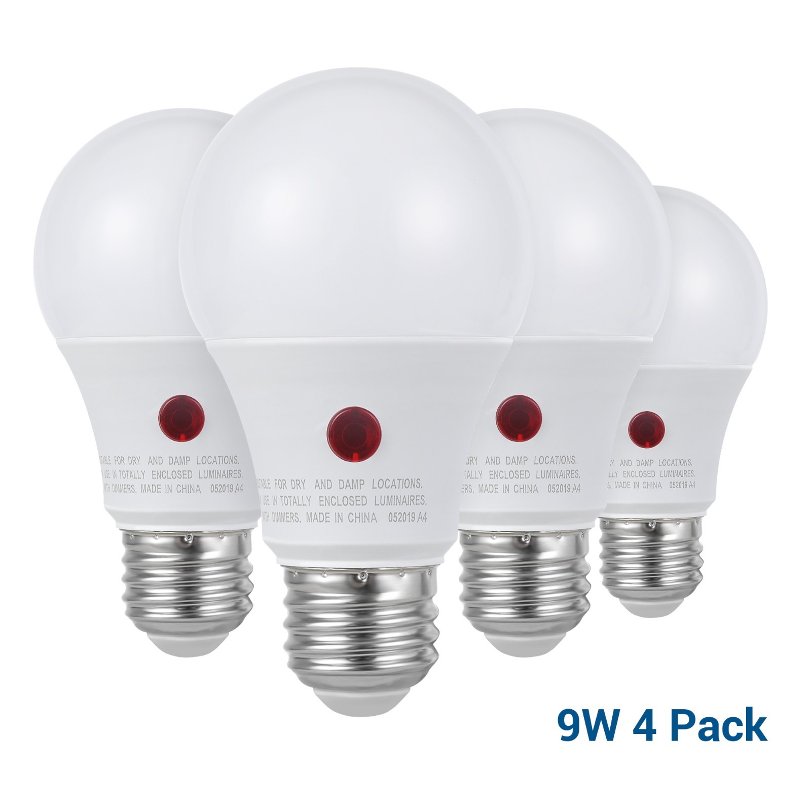 DEWENWILS Dusk to Dawn Light Bulb 4-Pack A19 Outdoor Sensor Auto On/Off LED