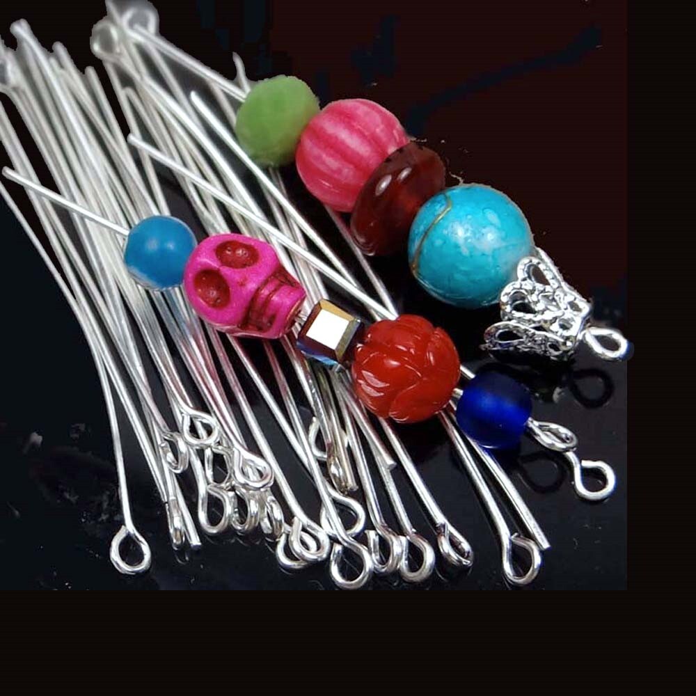 2 inches Eyepins pin 50mm Silver Plated Eye Pins 22 Gauge (100)
