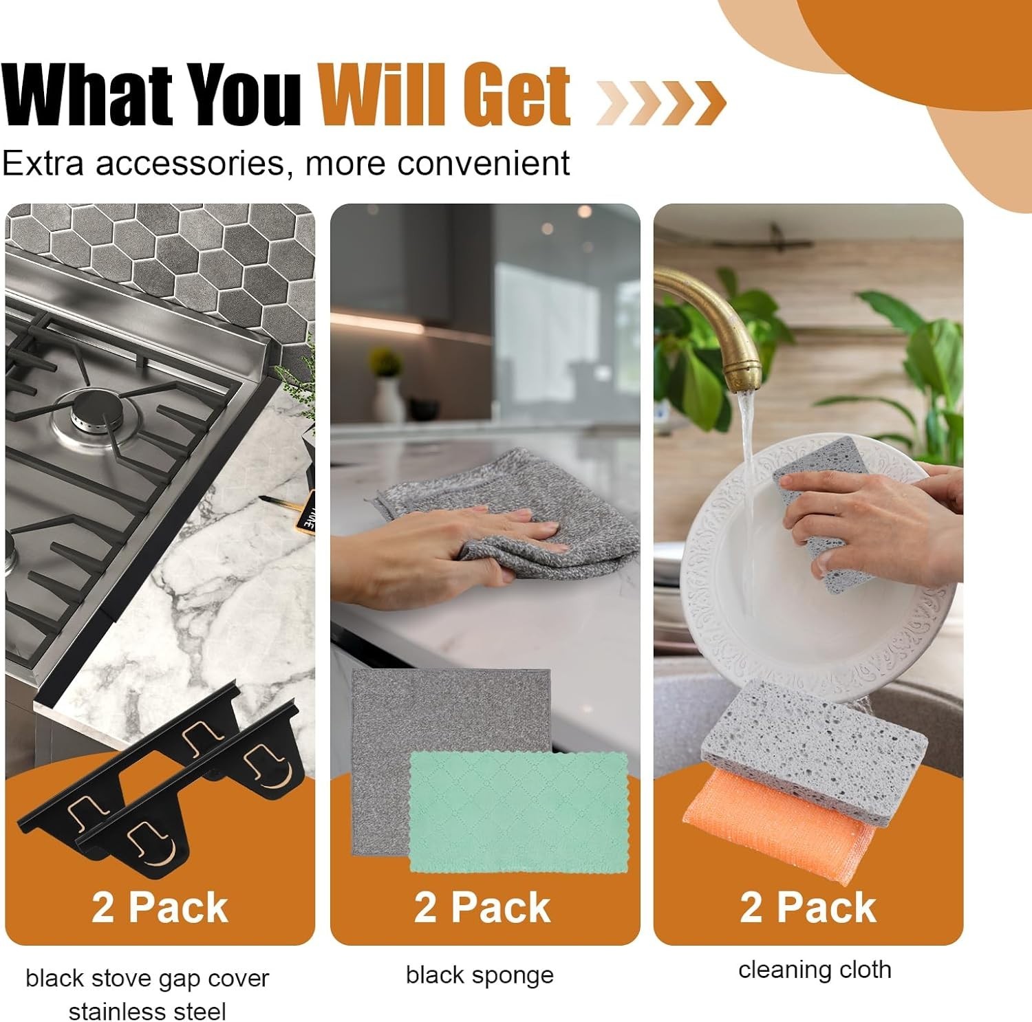 2 Pack Stove Counter Gap Cover Stainless Steel,Stove Guard for Kitchen Oven Coun