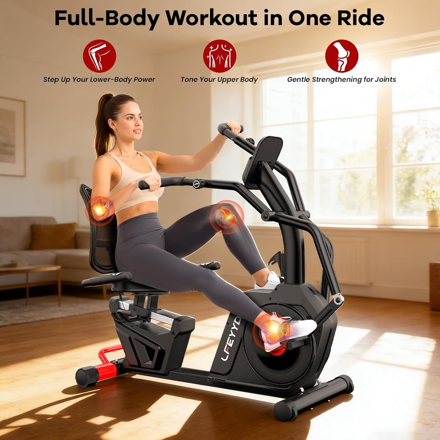 High-end Magnetic Adult Recumbent Exercise Bike Smart Bluetooth Arm Exerciser