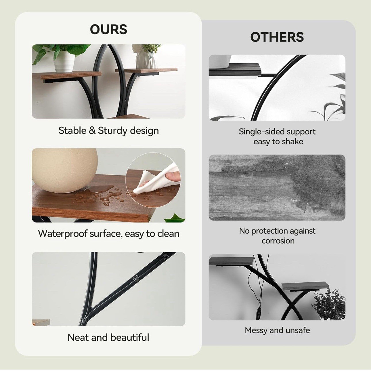 62" Indoor Plant Stand with Grow Lights 8 Tiered Display Shelf for Home Garde