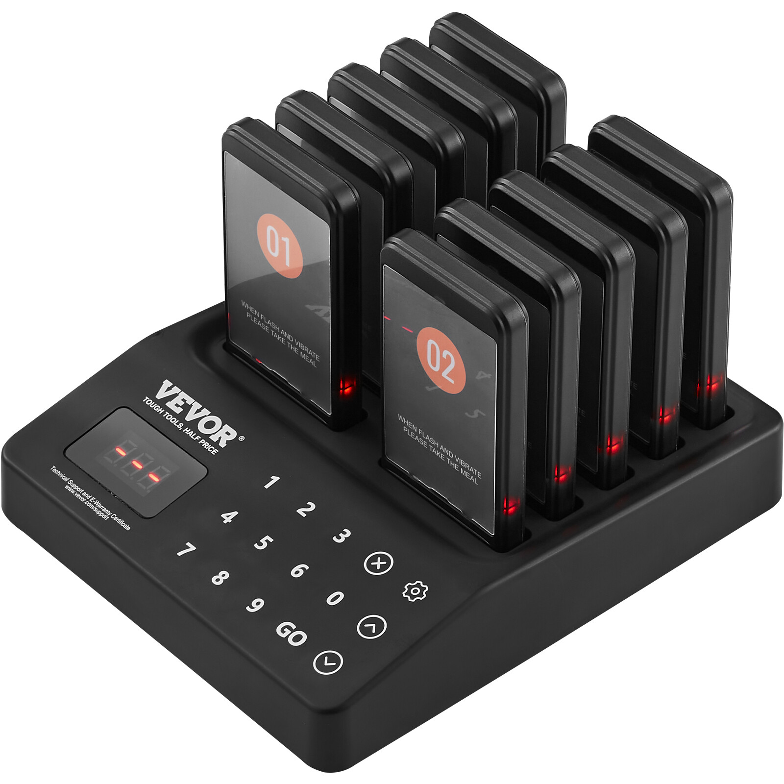 VEVOR Restaurant Wireless Pager System 10 Beepers Guest Queuing Calling Touch