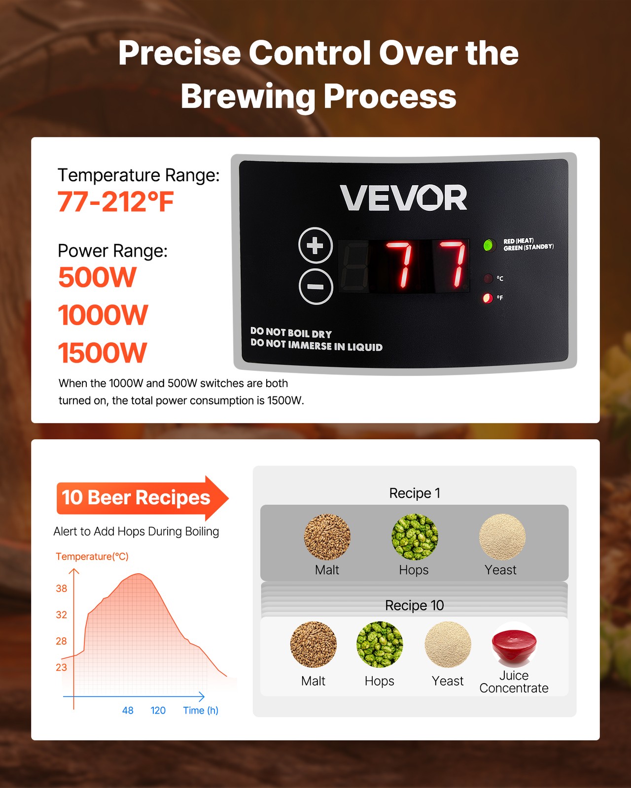 VEVOR Electric Brewing System Home Beer Brewing Machine 8 Gal/30L Brewing Pot
