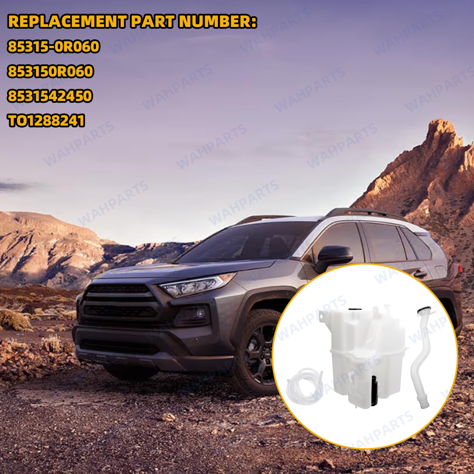 For 2019-2023 Toyota RAV4 Windshield Washer Reservoir Tank W/ Tube & Motor