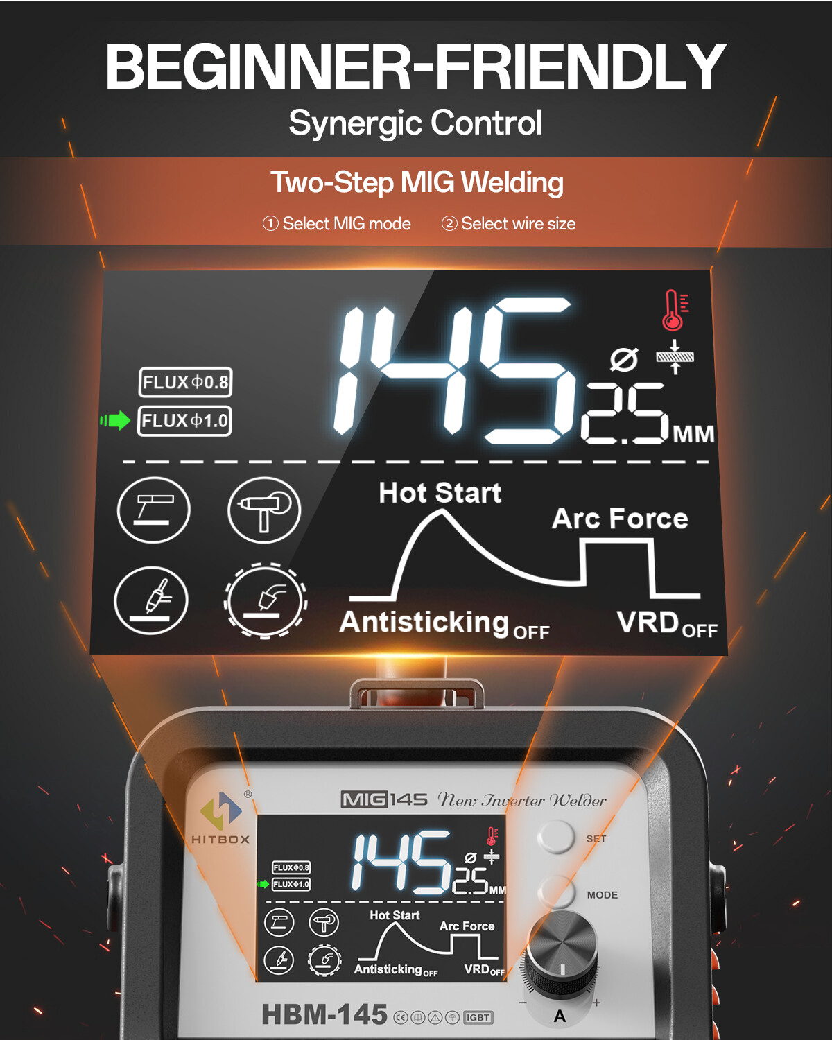 Hitbox 4IN1 MIG Welder Spool Gun/MMA/Gasless/Lift TIG Welding Machine 110V&220V