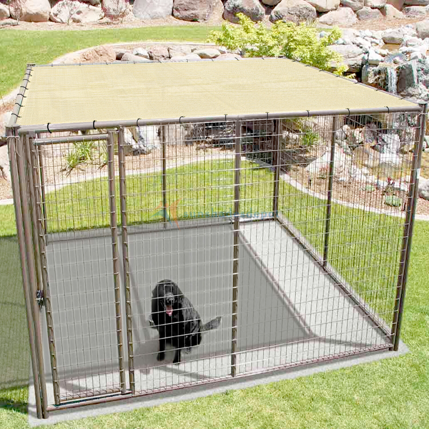 TANG Beige Straight Side Rectangle Permeable Sun Shade Patio Canopy w Grommets