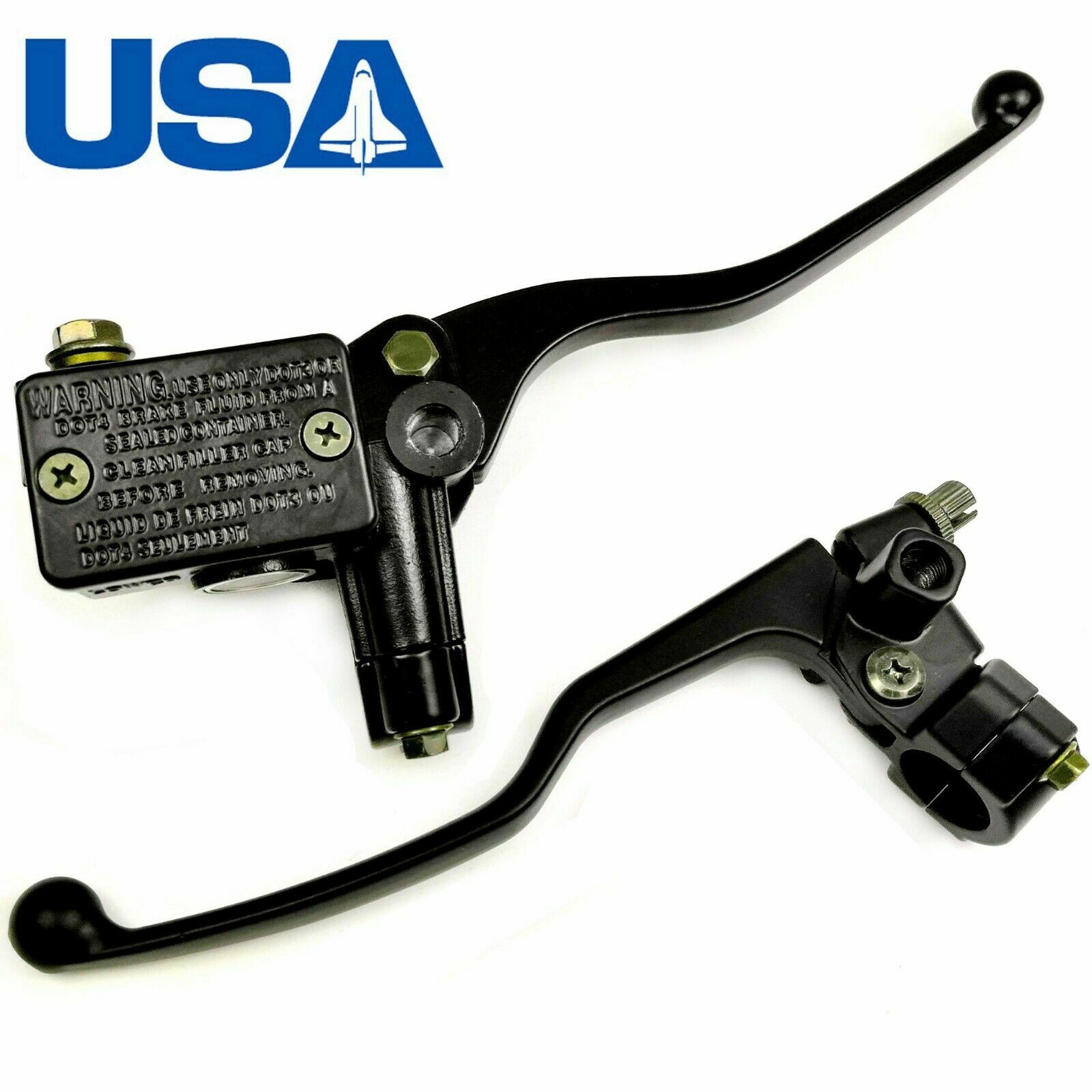 22mm Universal Motorcycle 7/8" Handlebar Brake Clutch Lever Master Cylinder Set