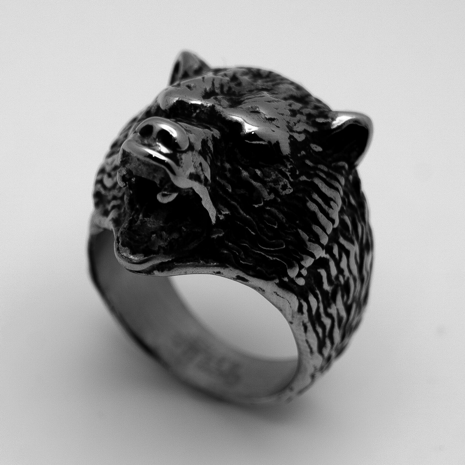Men's Stainless Steel Grizzly Bear Ring 133