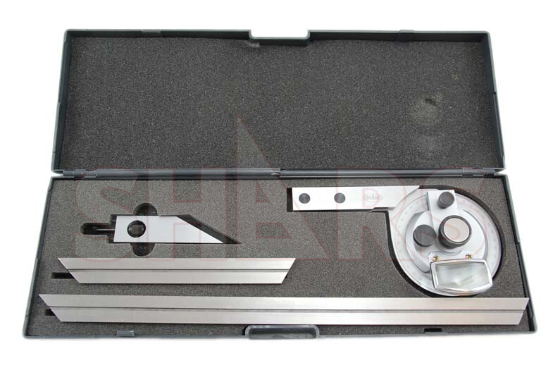 360 UNIVERSAL BEVEL DIAL PROTRACTOR 6" 12" BLADES SATIN #