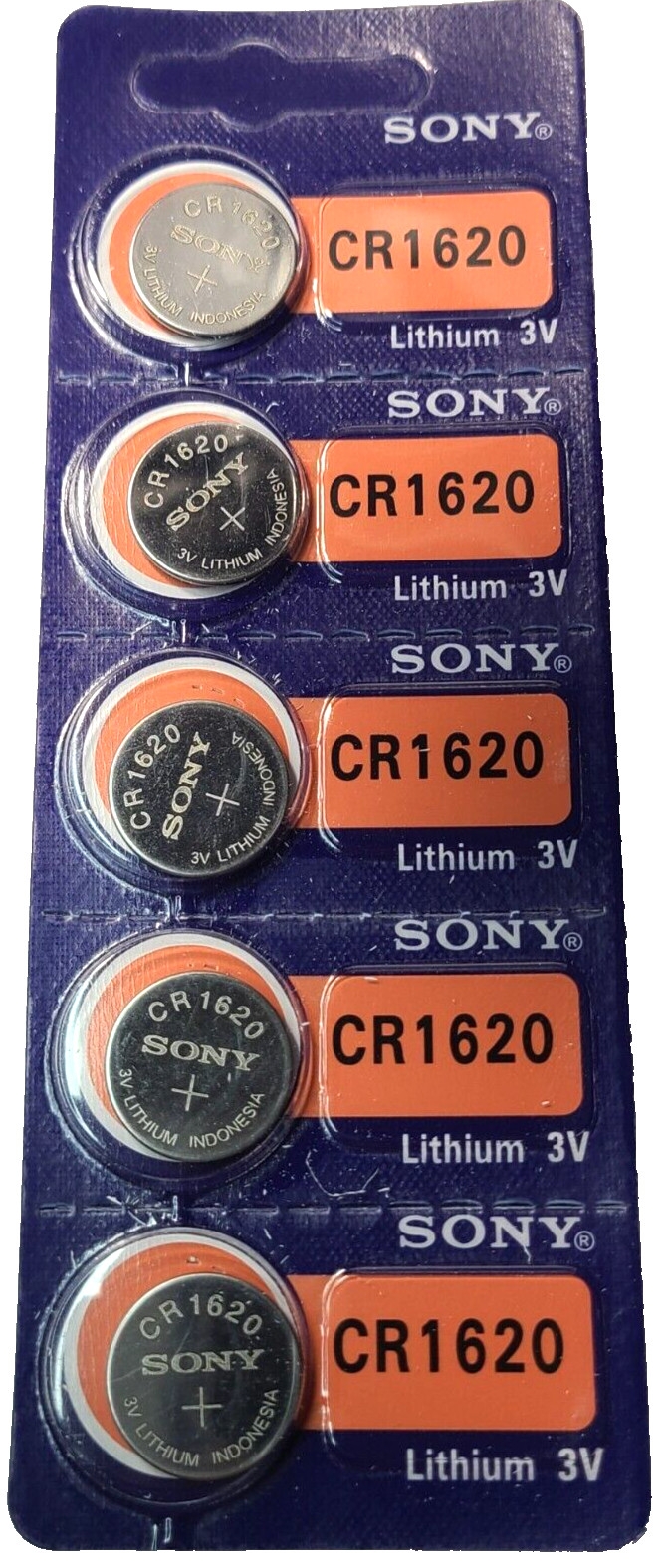 CR1620 SONY MURATA 5PK 3V LITHIUM (GREAT EXP 2034) DL1620 ECR1620 FREE SHIPPING