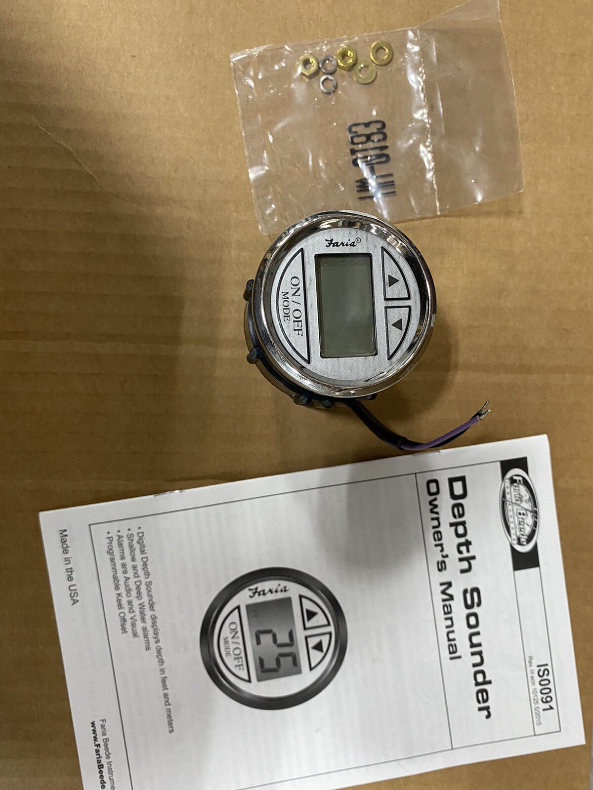 Faria 64749 Depth Sounder, Transom-gray