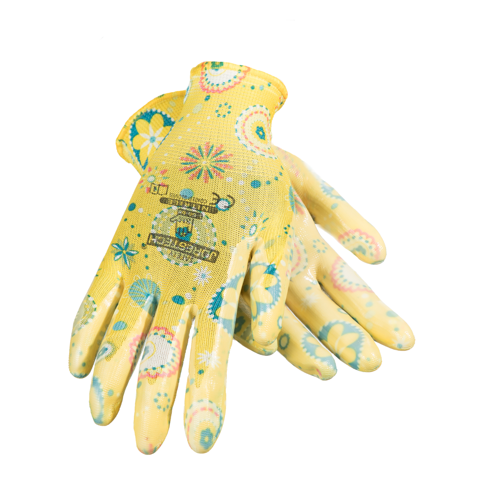 Garden Gardening Yard Gloves Nitrile Dipped Anti-Slip Knit Wrist 4 pairs NEW