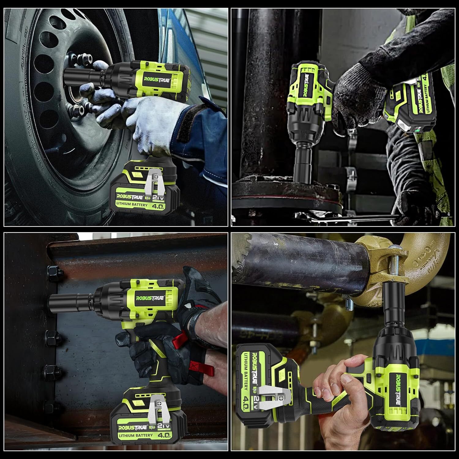 Cordless Impact Wrench 740Ft-lbs 1000N.m Brushless 1/2" 2x4.0Ah for Car Truck