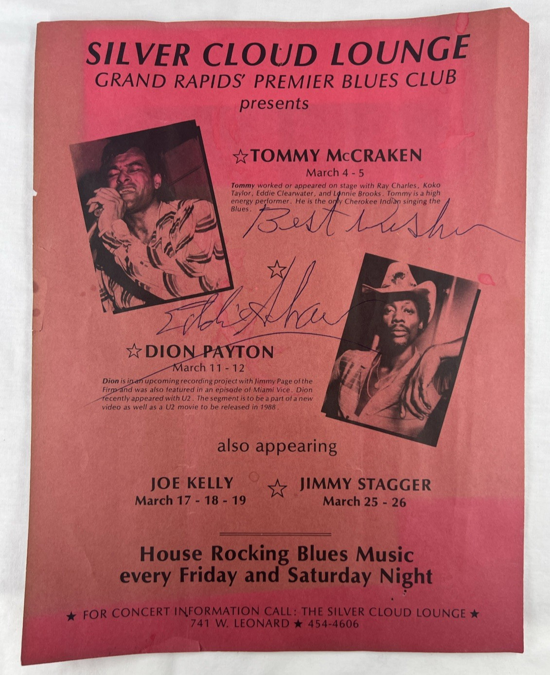 Eddie Shaw Signed Autographed Grand Rapids Premier Blues Club Paper Flyer 8.5x11