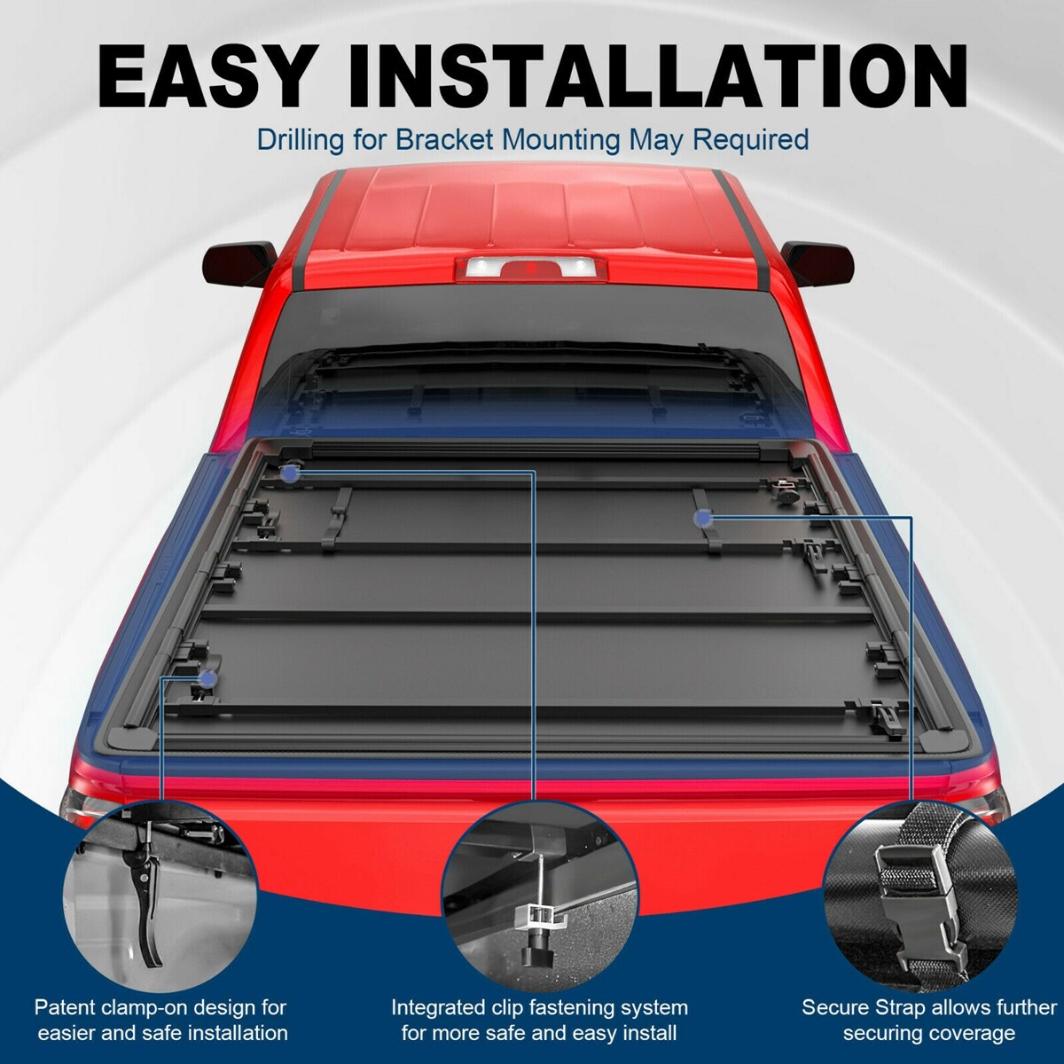 4-FOLD 6.4FT/6.5FT Bed Truck Tonneau Cover For 2003-23 Dodge Ram 1500 2500 3500