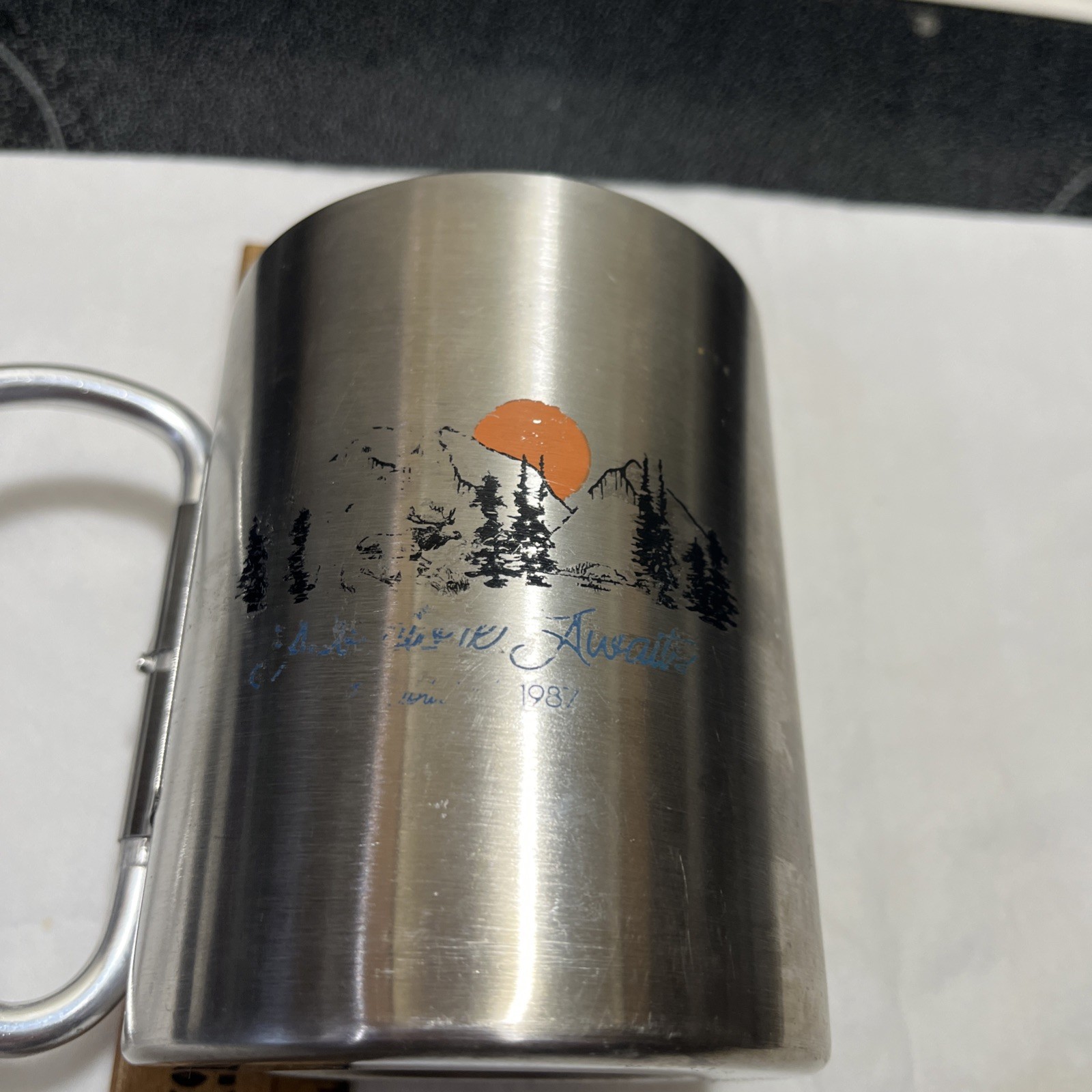 Ozark Trail Camping Hiking Carabiner Handle 17 oz Stainless Steel Mug free ship