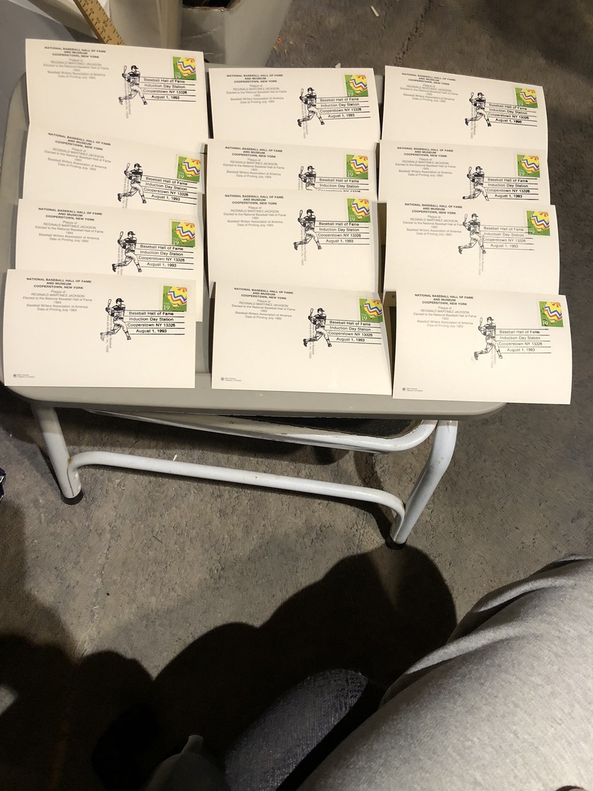 Reggie Jackson HOF Plaque Lot (12)-All Stamped/Canceled On Induction Day-Yankees