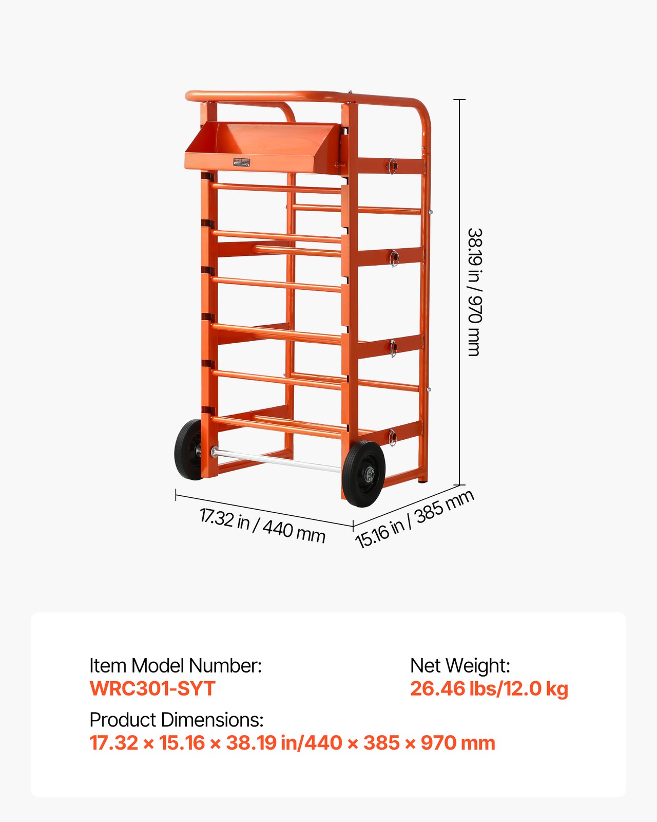 VEVOR Wire Spool Rack 11 Rods Cable Caddy Wire Spool Cart for Industrial