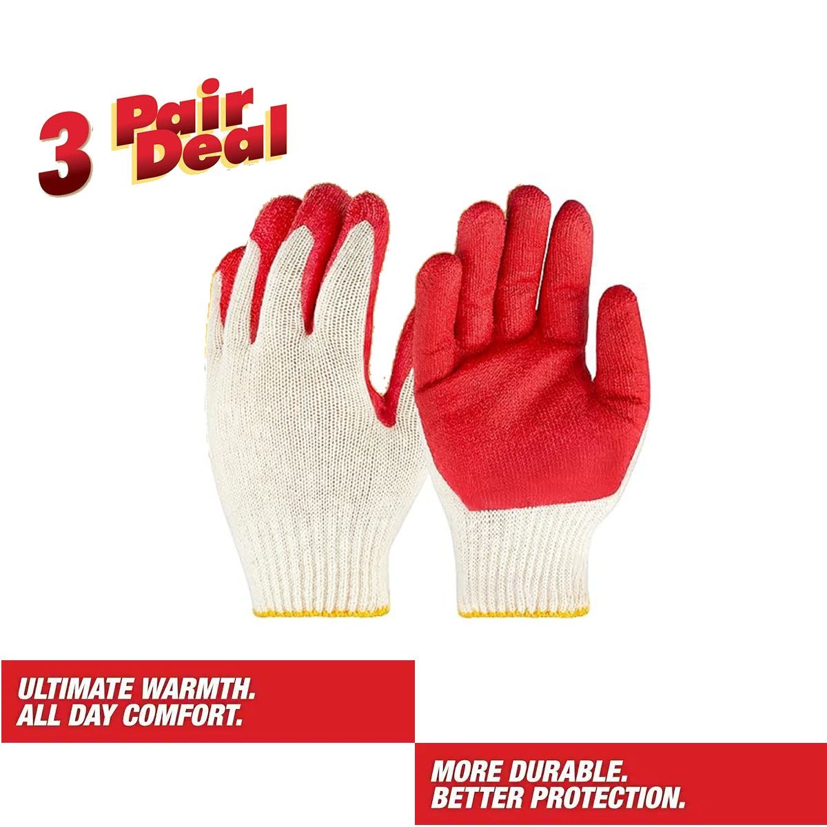 Construction / Garden Yard Gloves Nitrile Dipped AntiSlip Knit Wrist 3 pairs NEW