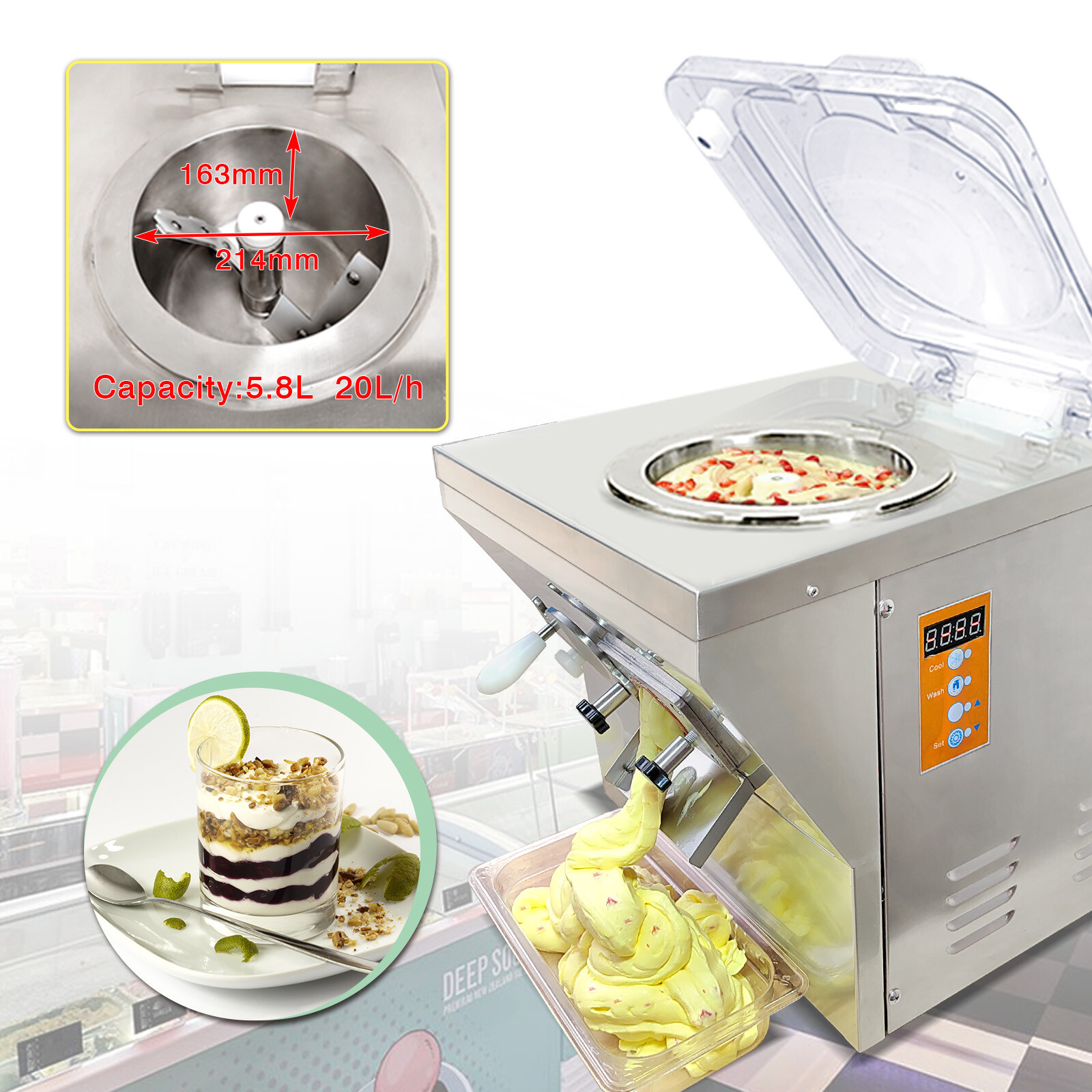 Kolice Commercial Italian ice maker, gelato hard ice cream machine 20L/hour