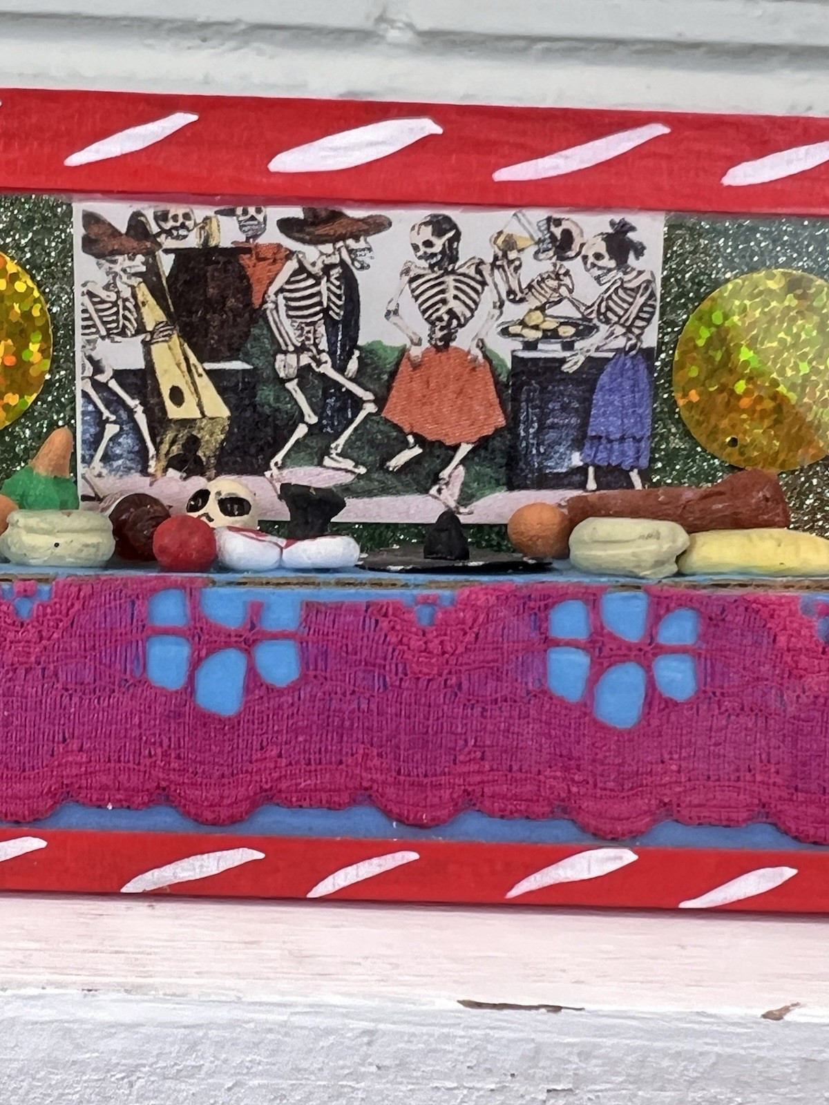 Mexican Day of the Dead Shadow Box Diorama Folk Art 2.5” by 6”