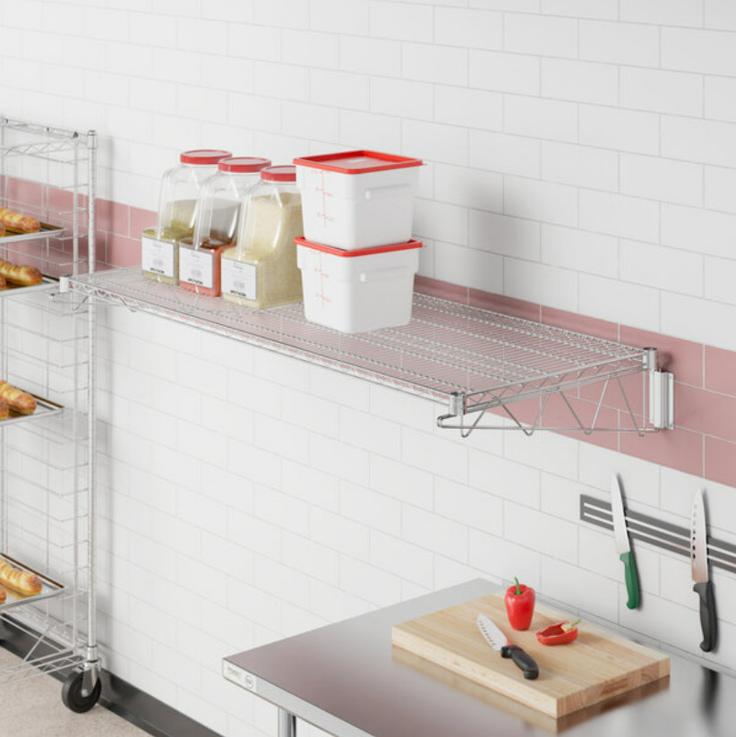 Commercial Kitchen 24" x 60" Wall Mount Chrome Wire Shelf Rack Pot Pan Shelves