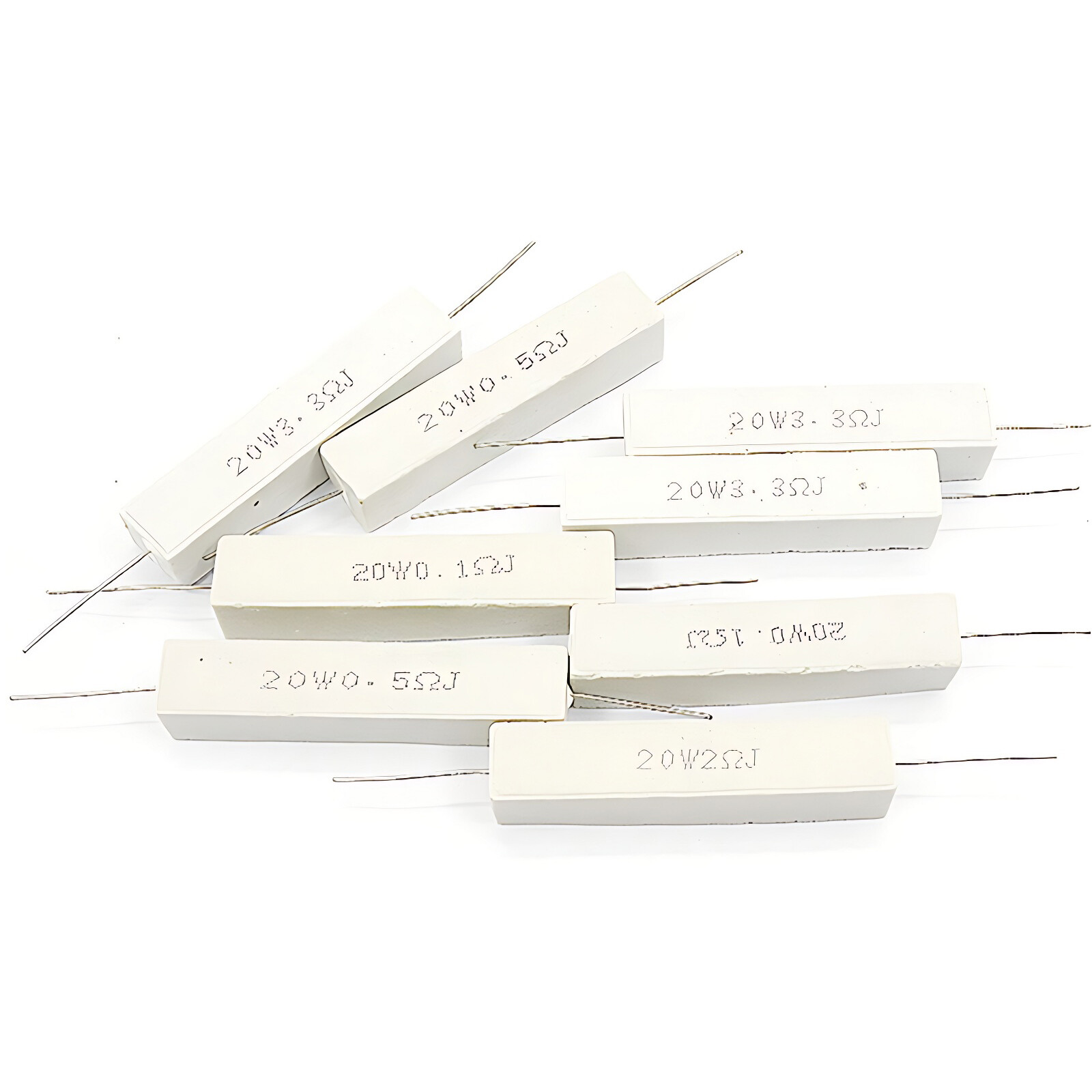 20 Watt Wire wound Cement Resistors Ceramic 0.1 ohms to 470 ohms Horizontal 5%