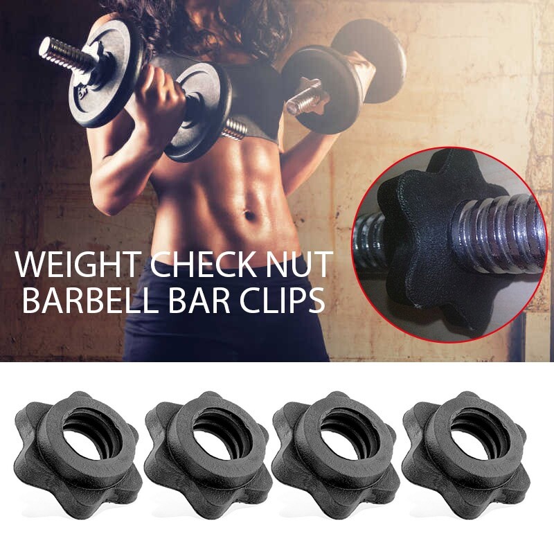 4PC Weight Check Nut Barbell Bar Clips Spin Lock Screw Dumbbell Spinlock Collars
