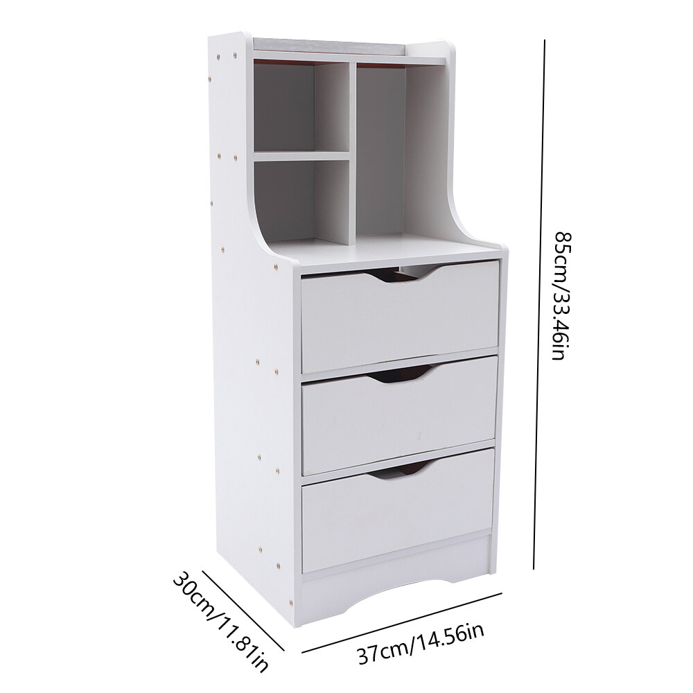 Bedroom Bedside Table Storage Cabinet Organizer Small Nightstand with 3 Drawers