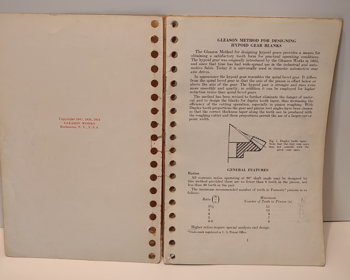 Lot of Gleason Works Handbooks for Bevel and Hypoid Gear Engineering Standards