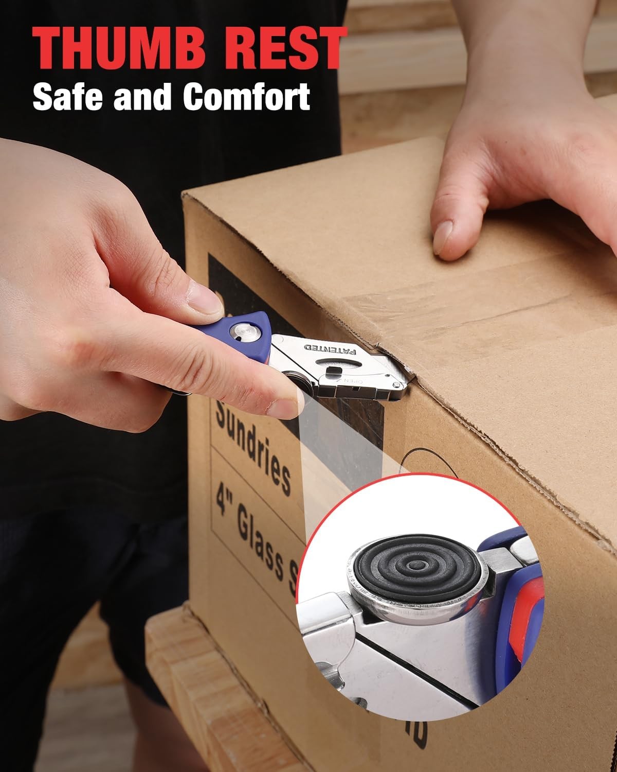 WORKPRO Folding Utility Knife Quick-Change Box Cutter 5PCS Extra Blade in Handle