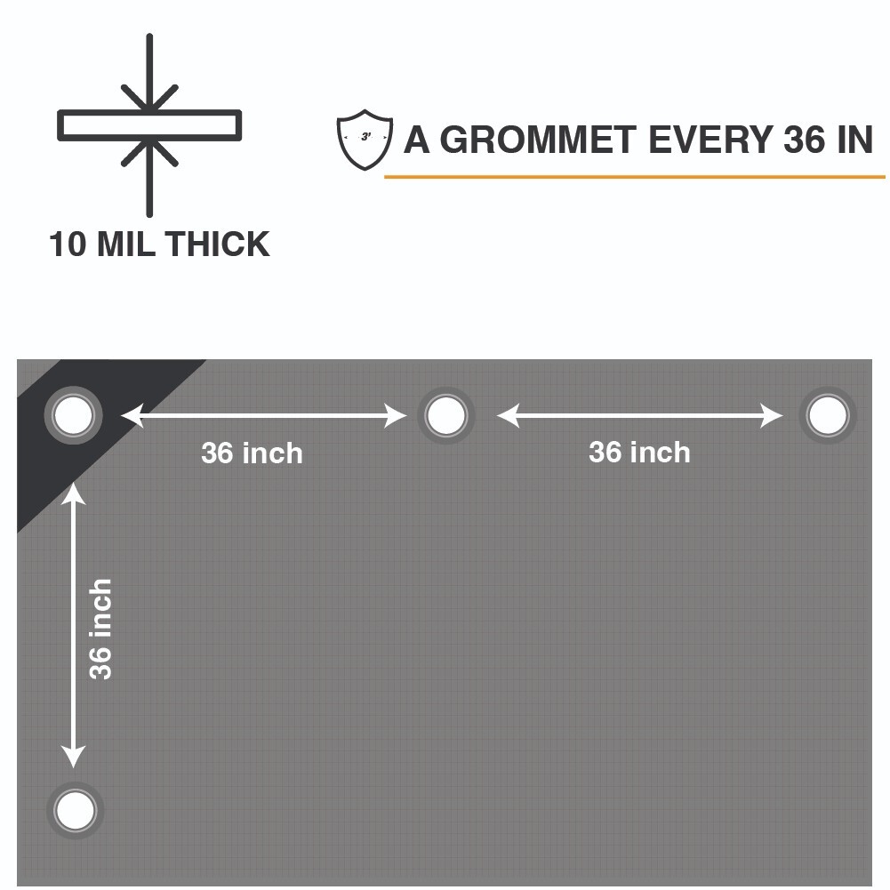 Heavy Silver/Black Tarp - 10 MIL Multipurpose UV Resistant, Waterproof Tarp