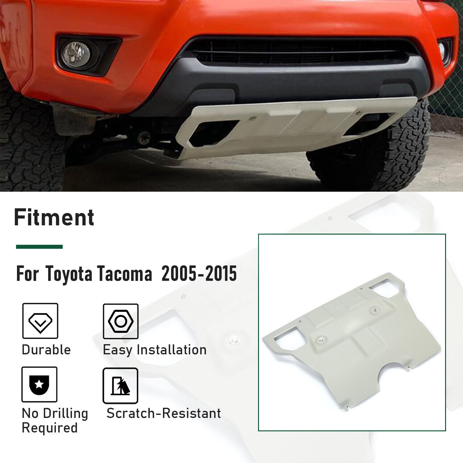 Aluminium Front Engine Skid Plate Undercover For Toyota Tacoma 05-2015 Silver